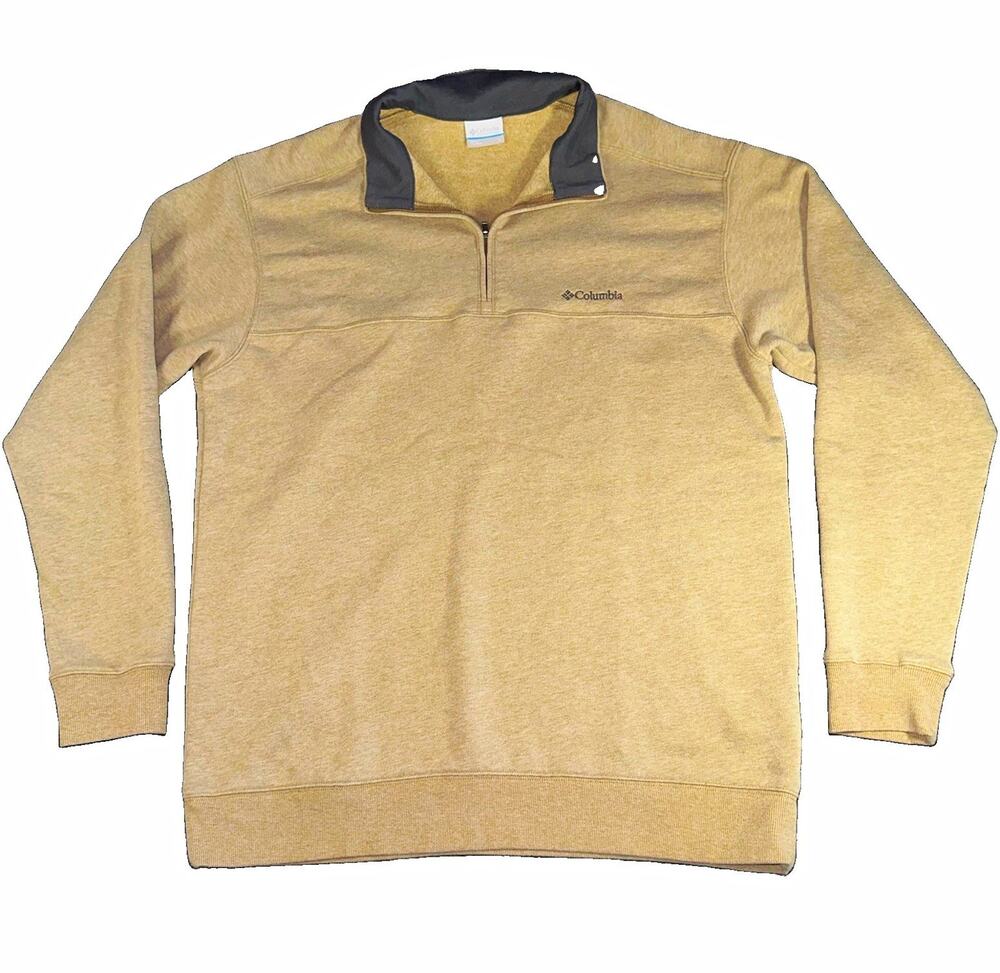 Columbia Men's Large Beige Great Hart Mountain III 1/4 Zip Pullover Sweatshirt